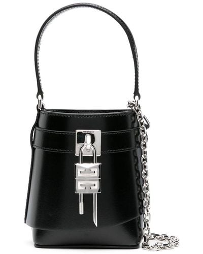 Givenchy Shark Lock Leather Bucket Bag - Black