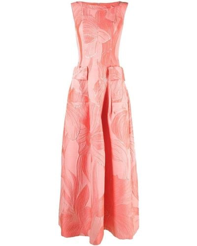 Talbot Runhof Floral Jacquard Gown - Pink