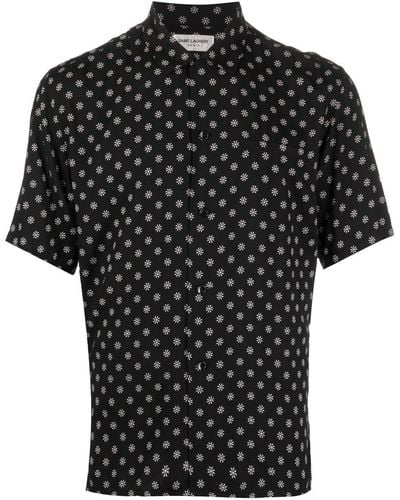 Saint Laurent Abstract-print Short-sleeve Shirt - Black