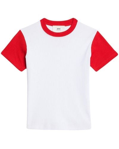 Ami Paris Ami De Coeur Two-tone T-shirt - Red