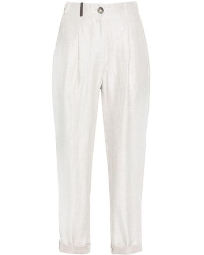 Peserico Cropped Tailored Trousers - White