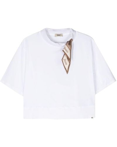 Herno Camiseta con detalle de pañuelo - Blanco
