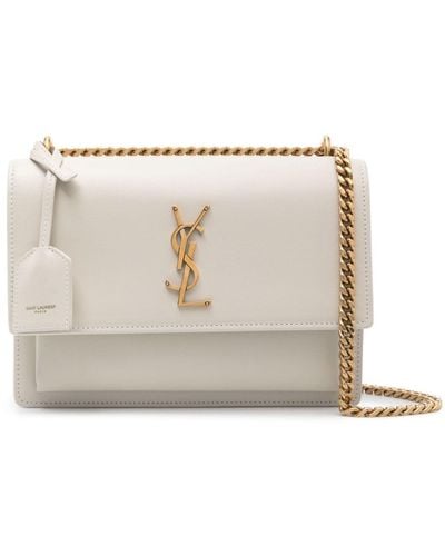 Saint Laurent Sunset Medium Chain Bag In Smooth Leather - Natural