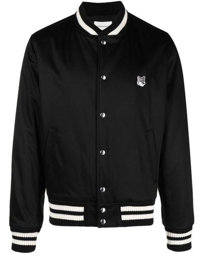 Maison Kitsuné Bomber Jacket With Patch - Black