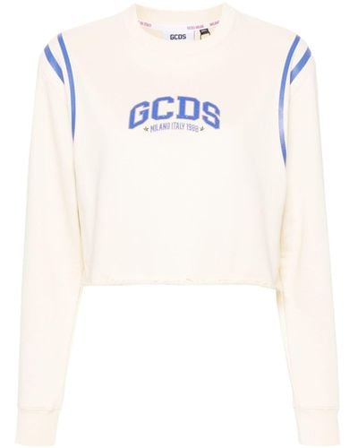 Gcds Logo-print Cropped Sweatshirt - Blue