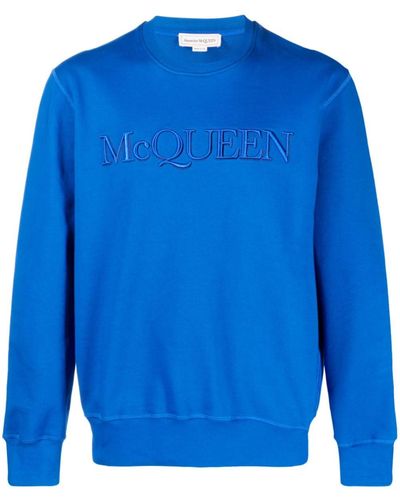 Alexander McQueen Sudadera con logo bordado - Azul