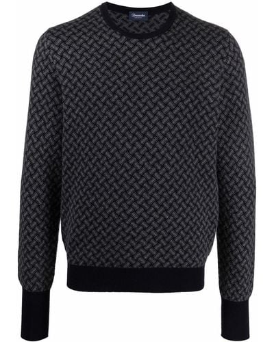 Drumohr Pattern-jacquard Knit Sweater - Blue