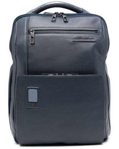 Piquadro Logo-plaque Laptop Backpack - Blue