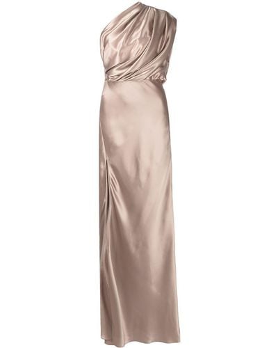 Michelle Mason Silk Aymmetrical Gathered Gown - Multicolor