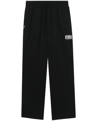 Izzue Logo-embroidery Cotton Track Trousers - Black