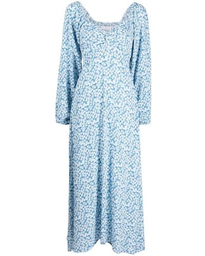 Faithfull The Brand Yuliana Floral-print Midi Dress - Blue