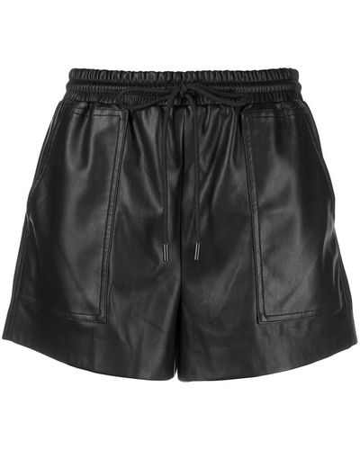 Apparis Drawstring Faux-leather Shorts - Black