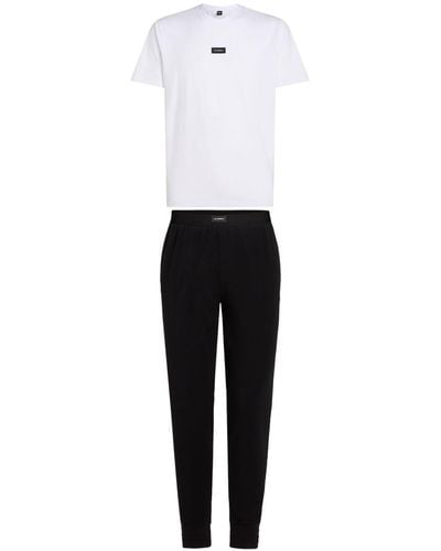 Karl Lagerfeld Kameo Logo Patch joggers And T-shirt Pyjama Set - White