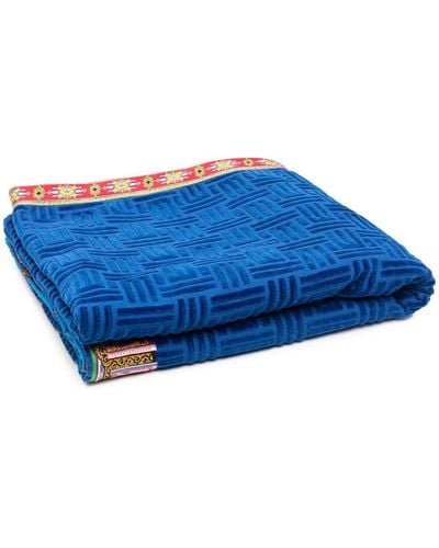 Etro Monogram-pattern Contrast-trim Beach Towel - Blue