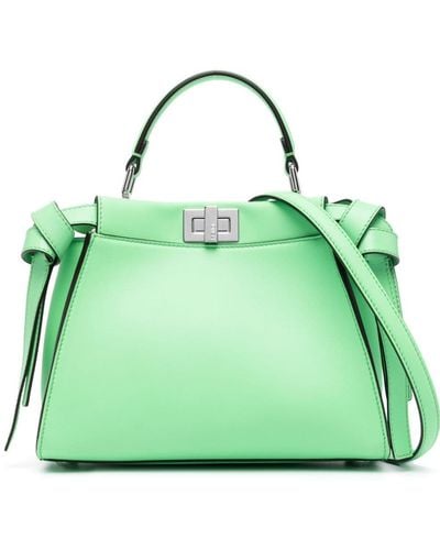 Fendi Mini Peekaboo Leather Bag - Green