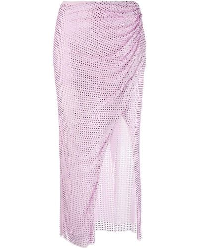 Self-Portrait Rhinestone-embellished Wrapped Midi Skirt - Pink