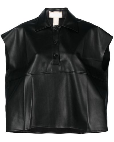 Litkovskaya Sleeveless Cropped Polo Shirt - Black