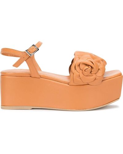 Madison Maison Flower Platform Sandals - Orange