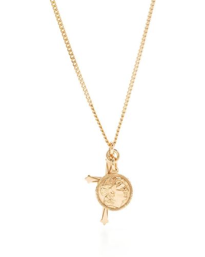 Emanuele Bicocchi Coin Cross Gold-tone Necklace - Metallic