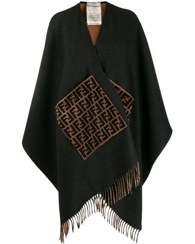 Fendi Poncho con monogramma - Marrone