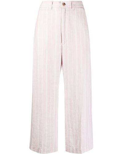 Polo Ralph Lauren Striped Cropped-leg Linen Pants - Pink