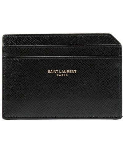 Saint Laurent Porte-cartes en cuir à logo imprimé - Noir