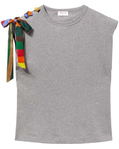Emilio Pucci T-shirt en coton à détails rayés - Gris