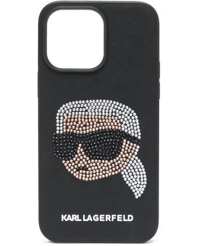 Karl Lagerfeld Ikonikモチーフ 14 Pro Max ケース - ブラック