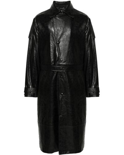 424 Leather Trench Coat - Black