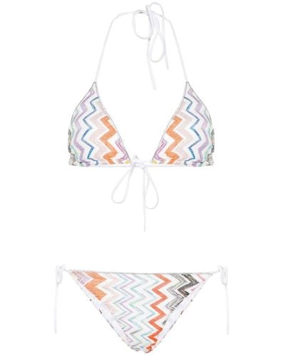 Missoni Zigzag-print Triangle Bikini - White