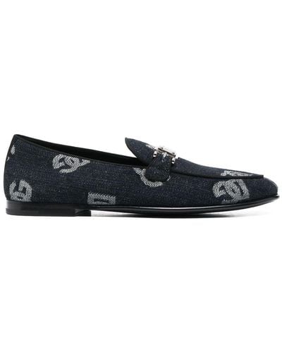 Dolce & Gabbana Logo-jacquard Loafers - Blue