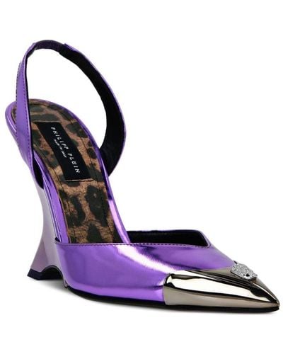 Philipp Plein Mirror Decollete Leather Court Shoes - Purple