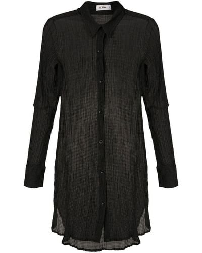 Amir Slama Crinkle-finish Shirt Dress - Black