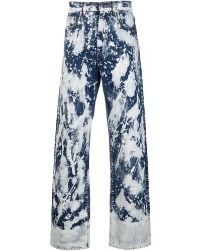 DARKPARK Gerade Jeans mit Batikmuster - Blau