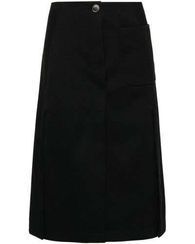 Lanvin Pleated tailored midi skirt - Nero