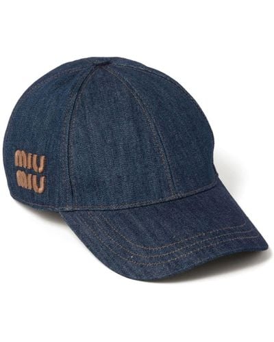 Miu Miu Logo-Embroidered Denim Baseball Cap - Blue