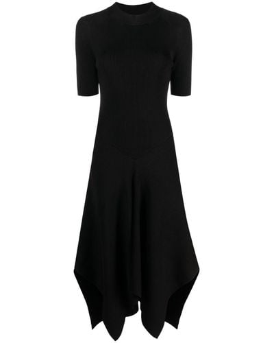 Stella McCartney Asymmetric Ribbed-knit Dress - Black