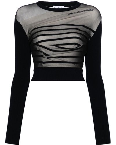 Jean Paul Gaultier Marinère Layered Cropped Jumper - Black