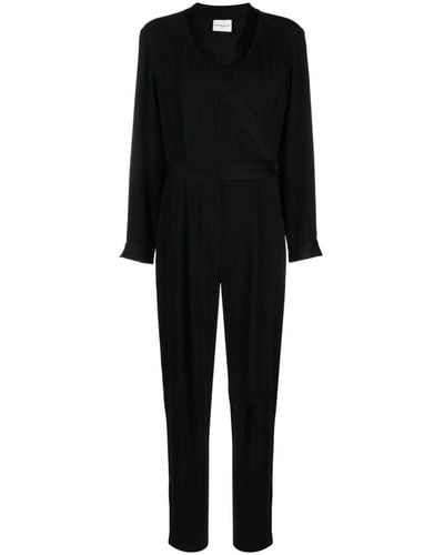 Claudie Pierlot Gewickelter Jumpsuit mit geradem Bein - Schwarz