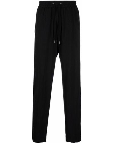 Giorgio Armani Pantalon de jogging en coton à coupe fuselée - Noir