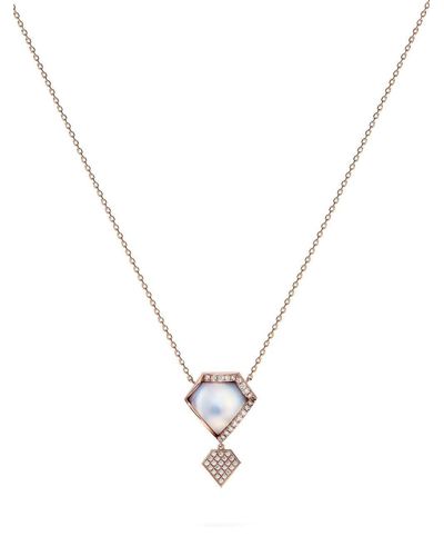 Tasaki 18kt Rose Gold M/g Faceted Pearl And Diamond Necklace - Pink