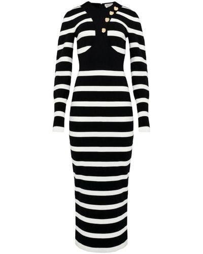 Alexander McQueen Gestreepte Midi-jurk - Zwart