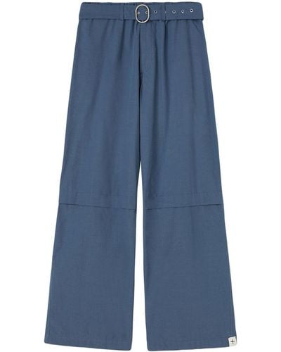 Jil Sander Pantalones anchos con cinturón - Azul