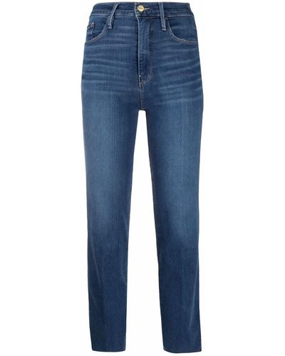 FRAME Cropped-Jeans mit hohem Bund - Blau