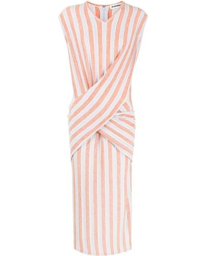 Jil Sander Stripe-pattern Knitted Dress - Orange