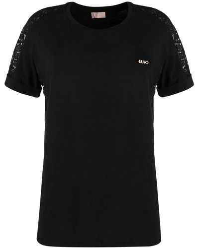 Liu Jo T-shirt con dettagli in pizzo - Nero