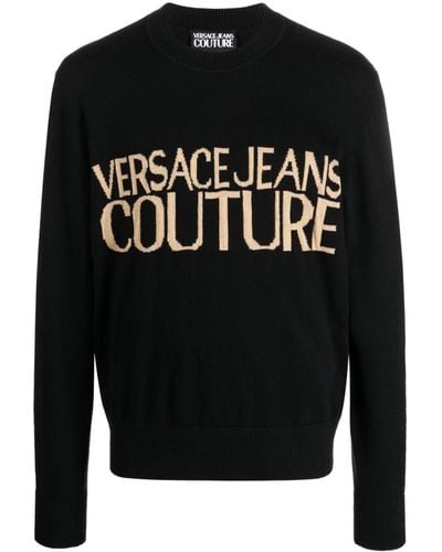 Versace Intarsien-Pullover mit Rundhalsausschnitt - Schwarz