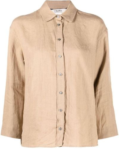 Max Mara Long-sleeve Button-up Shirt - Natural