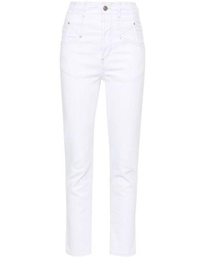 Isabel Marant Niliane High Waist Skinny Jeans Met Contrasterend Stiksel - Wit