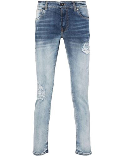 Salvatore Santoro Distressed Ripped Skinny Jeans - ブルー